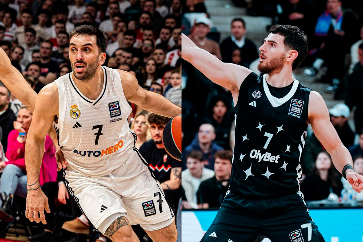 Facundo Campazzo del Real Madrid y Sebastián Herrera del Paris Basketball se enfrentarán en el Play-In de la Euroliga.